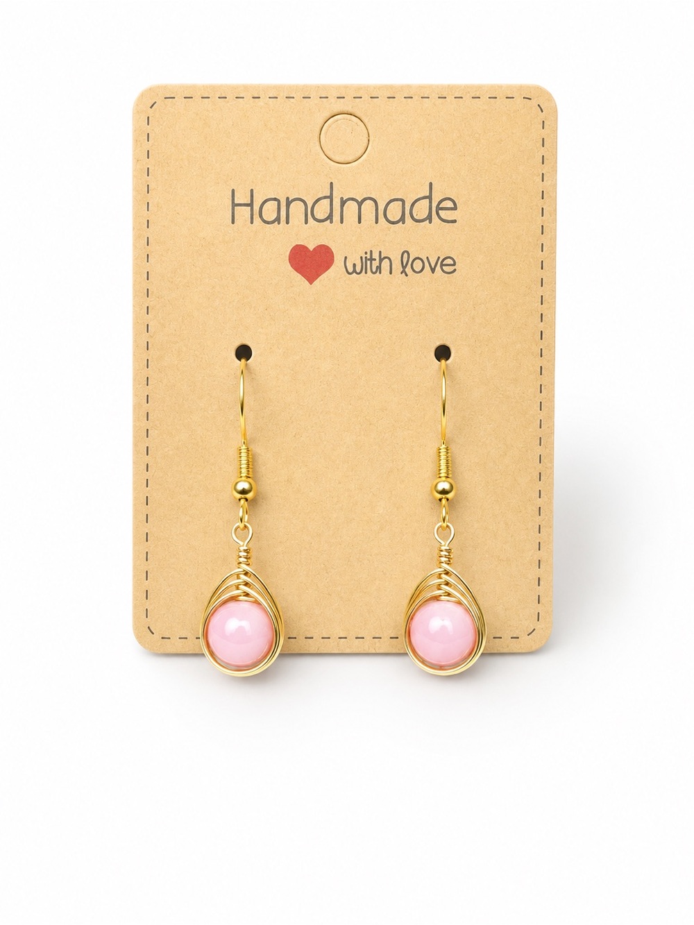 Pink Conch Wire Wrapped Earrings